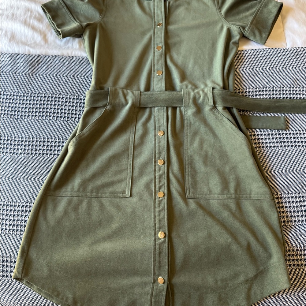 Banana Republic Khaki Button-Front Mini Dress